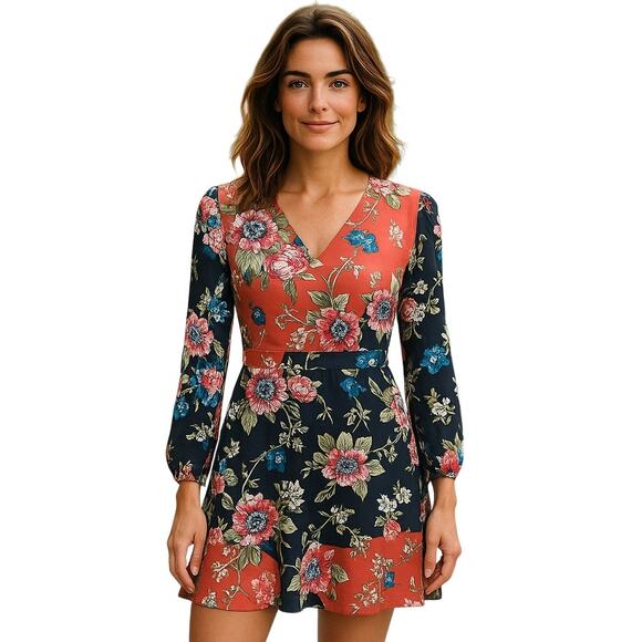 Brooks Brothers Dresses & Skirts - Brooks Brothers Red Fleece Floral V Neck Long Sleeve Fit and Flare Dress - 4